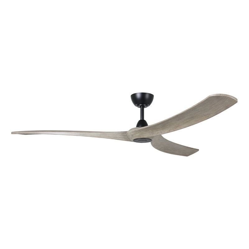 Gallashaw Black 72 inch Ceiling Fan, Gray Wood, Black, 80" H x 72" W x 72" D