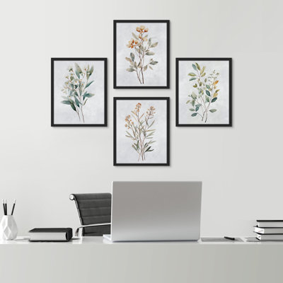 «Green Wildflowers Floral Botanical», ensemble de 4 reproductions de cadres photo simples