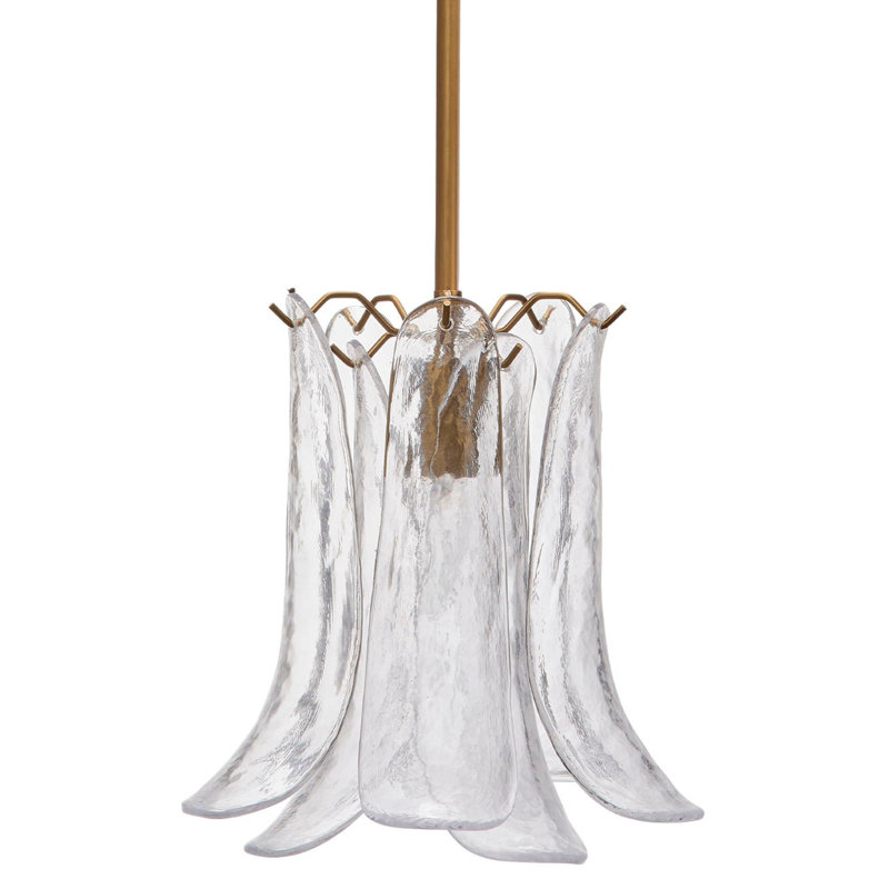 Kero Ceiling Lamp, Murano Style Blown Glass Pendant, 12 Inch, Clear