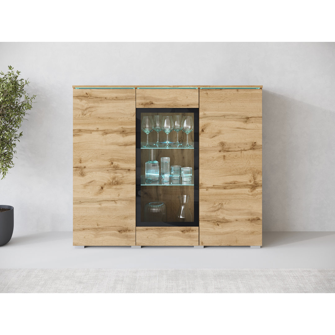 Dejanee Cm, Chest Of Drawers With Glass Panels, With Led Lighting