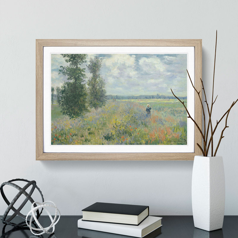 Poppy Fields Near Argenteuil by Claude Monet - Picture Frame Painting, Oak Framed, 36cm H x 48cm W x 2cm D