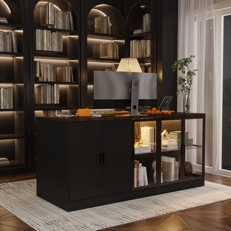 5-Door 3-Drawer Computer Desk With Warm Light