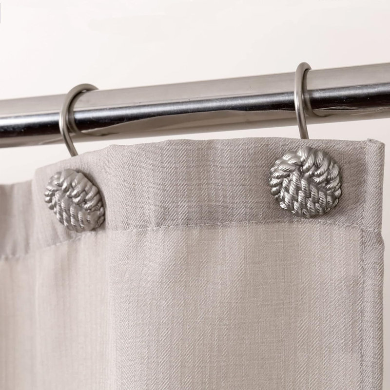Paquet de 12 anneaux de rideau de douche en métal nickel mat antirouille - crochets de rideau de douche décoratifs pour salle de bain