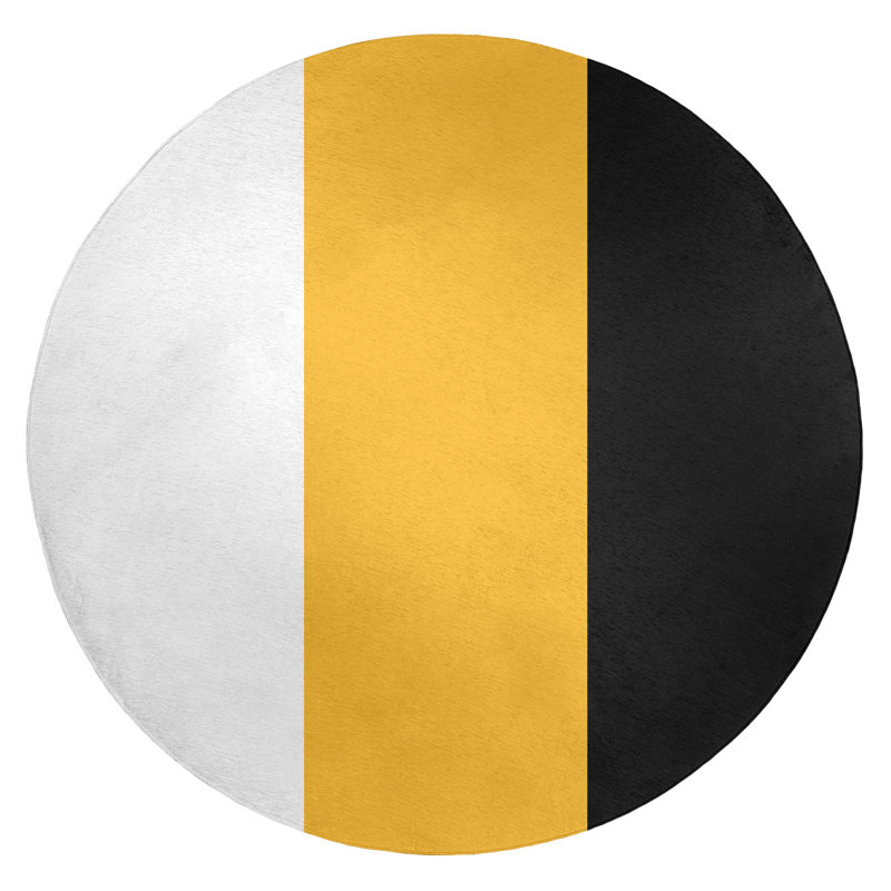 Tapis jaune à rayures NHS National Hockey, Rond 5 pi