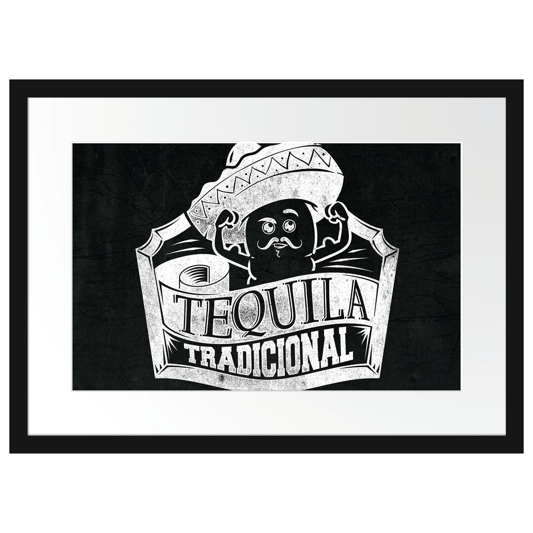 Gerahmtes Poster Tequila Tradicional Black