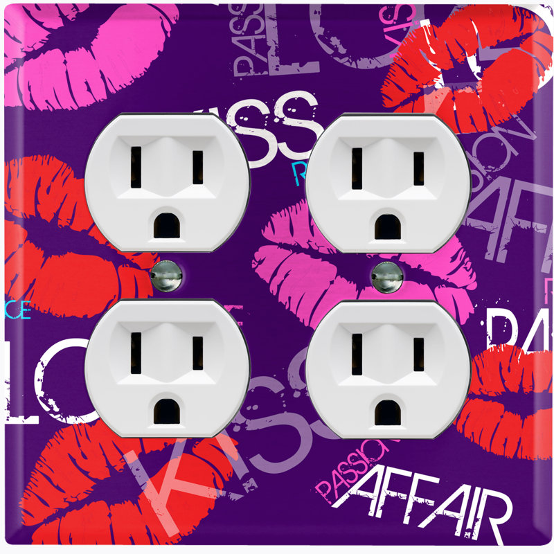 Plaque murale 2 prises doubles, Mauve