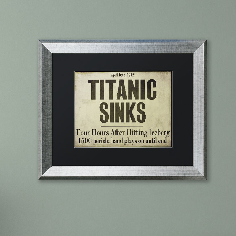 "titanic" par art textuel encadré Jadaya, H 16 po x l 20 po, Toile avec cadre argenté, Noir
