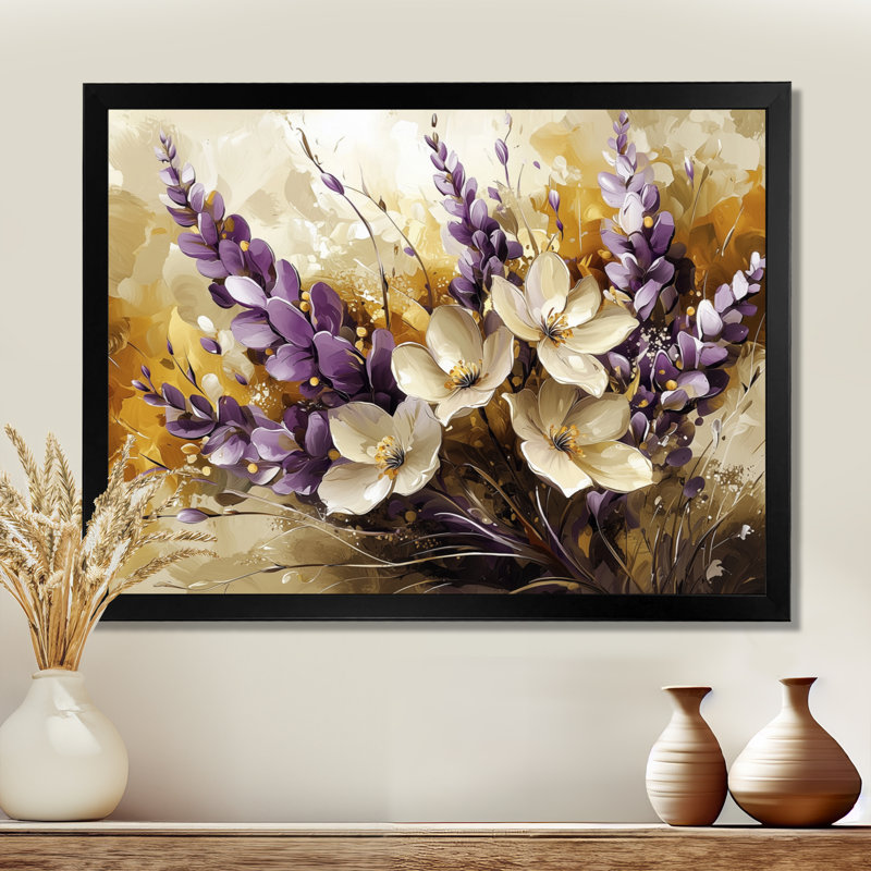 Jahanahn - Floral Canvas Art Print, Reproduction encadrée d'une seule photo, Noir, H 12 po x l 20 po