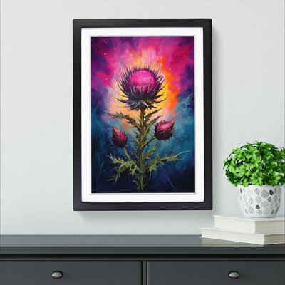 XYZ-FRM-V1223-6153 Thistle Tachisme - Single Picture Frame Print on Wood
