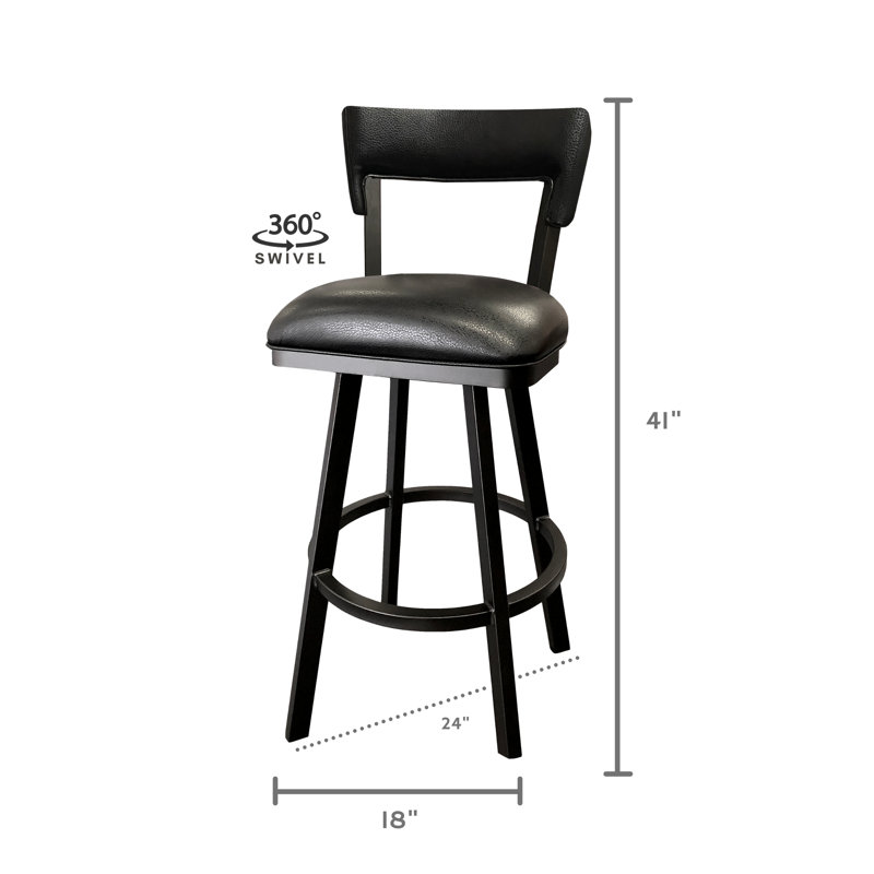 Bienville Swivel Upholstered Counter Stool with Metal Frame, Bar Stool (30” Seat Height)