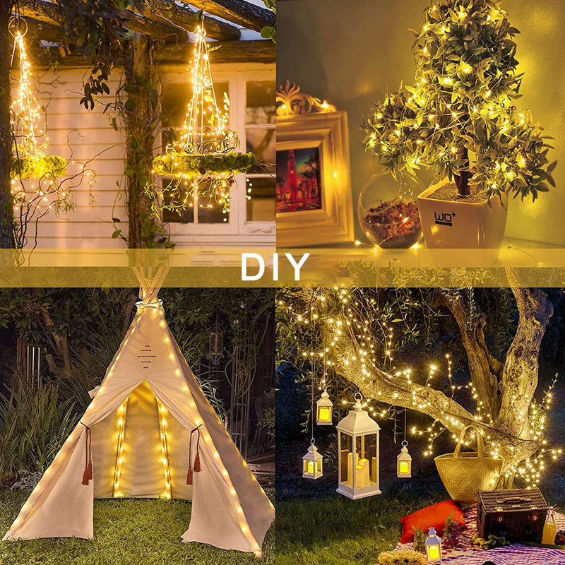 Outdoor 200 - Bulb 788'' Solar Powered LED Rope String Light, Yellow