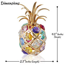 Ornament, Gold Colorful Pineapple Ornament or Desk Model, Colored  Swarovski® Crystals, 4H x 2.5W, 24KT Gold & Silver Plated on Brass,  Symbol Both of