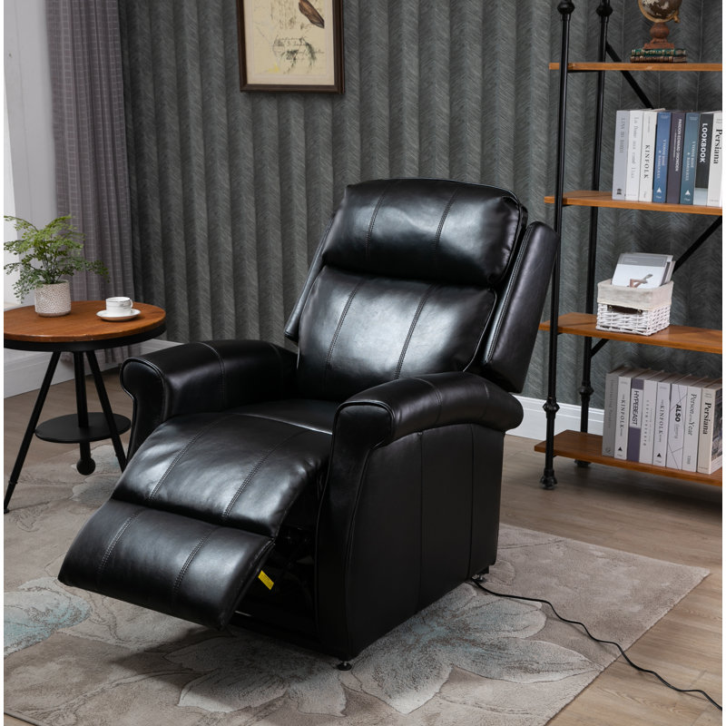 Fauteuil inclinable bleu en similicuir, Similicuir noir