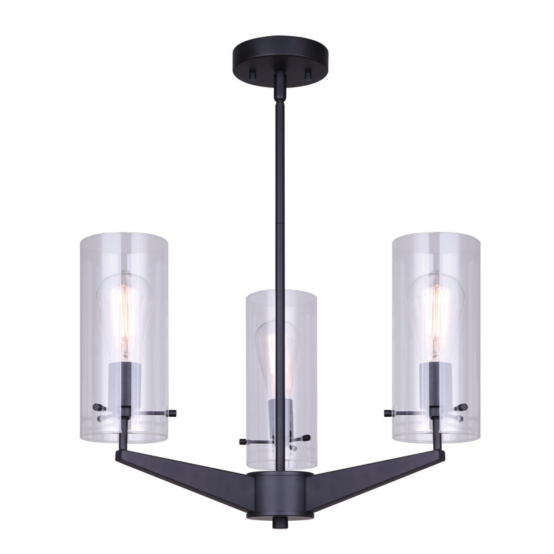 Lustre classique/traditionnel ombré 3 lumières Omak, Noir