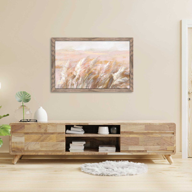 Herbes des prairies - Peinture, L 39,5 po x H 27,5 po, Encadrement brun
