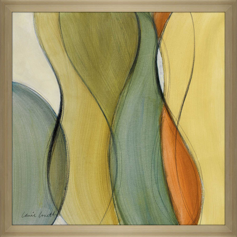 «Coalescence I», reproduction de peinture acrylique, H 31,5 po x l 31,5 po x P 1 po, Encadrement champagne