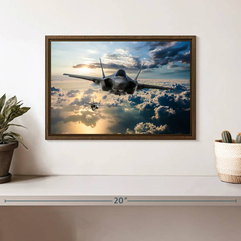 F35 Fighter Jet, 13" X 9", Floating Frame Walnut