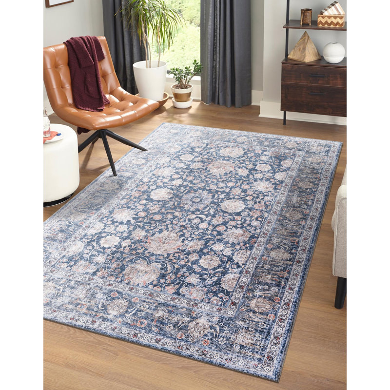 Tapis Samarth Thorine, Bleu, Rectangle 6 pi 1 po x 9 pi