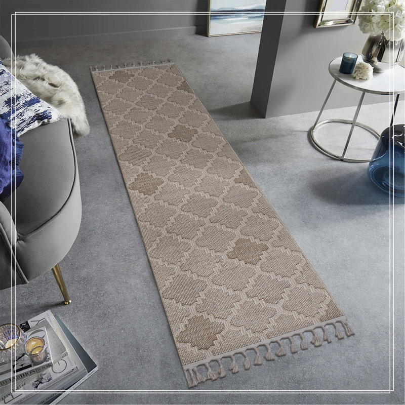Tapis crème / treillis intérieur / extérieur, Tapis de couloir 2 pi 2 po x 8 pi