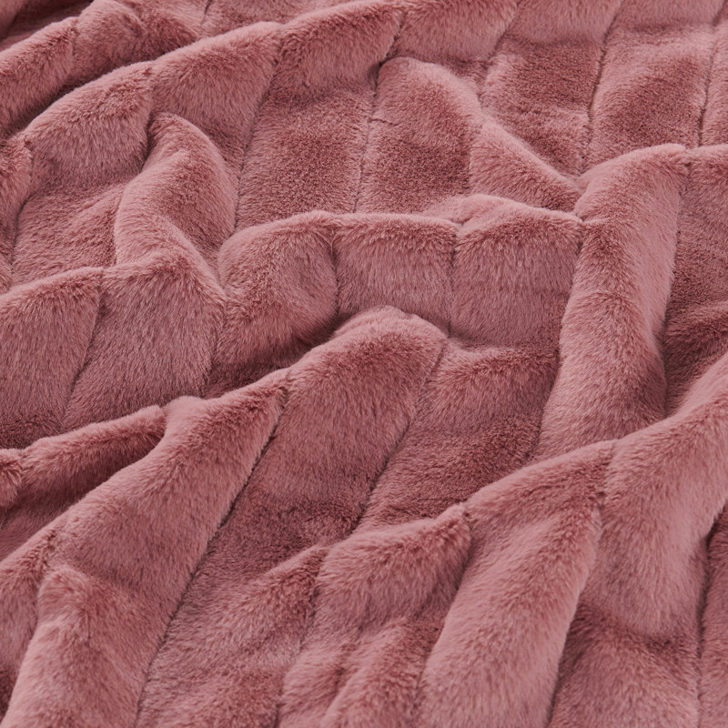 Jeté en fausse fourrure Luxury, 50 po x 60 po, Rose cendre