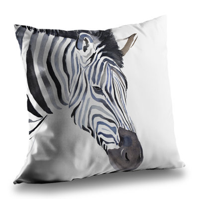 Zebra Wildlife Modern Poly Twill Throw Pillow – Poly Twill Throw Pillow with Insert, Double-Sided Print