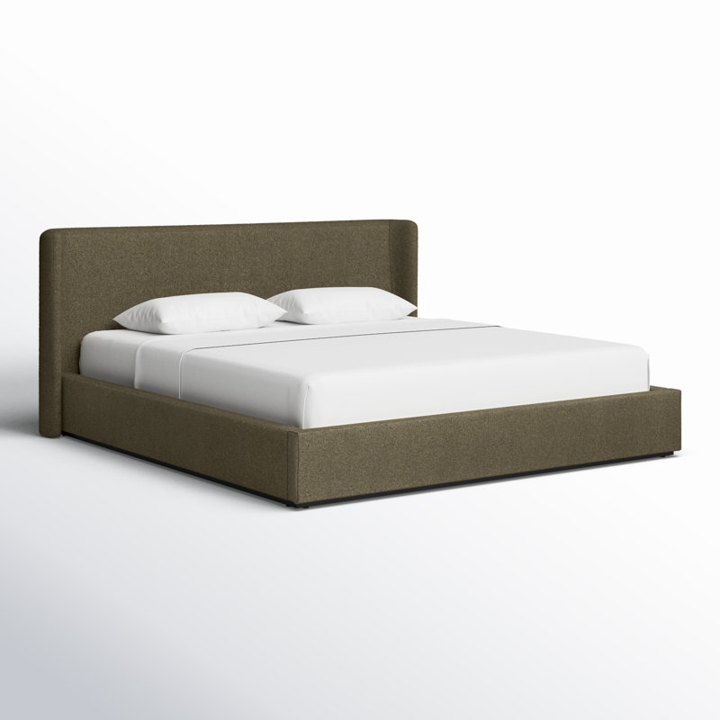 Wolcott Upholstered Platform Bed, King, Olive Green