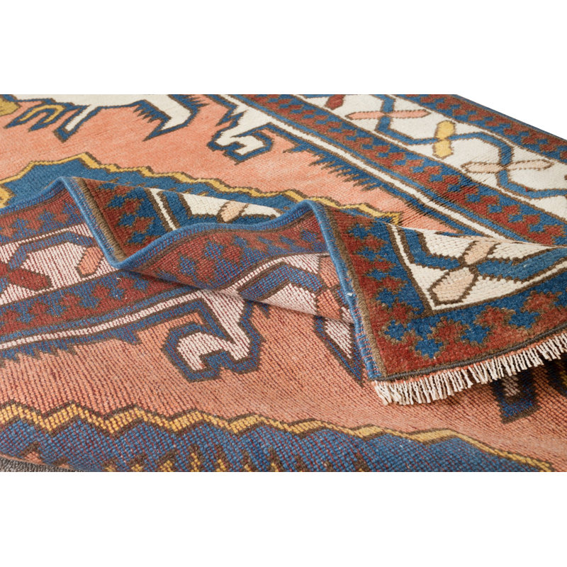 Tapis turc fait à la main avec motif géométrique 100% laine
