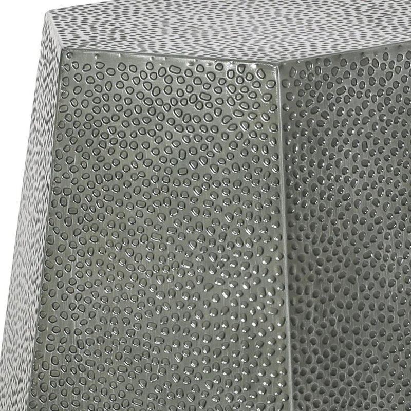 23" Silver Iron Hexagonal Pedestal End Table