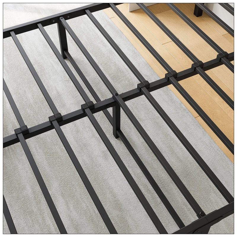 Structure de lit plateforme en métal avec tête de lit sans sommier, Lit double
