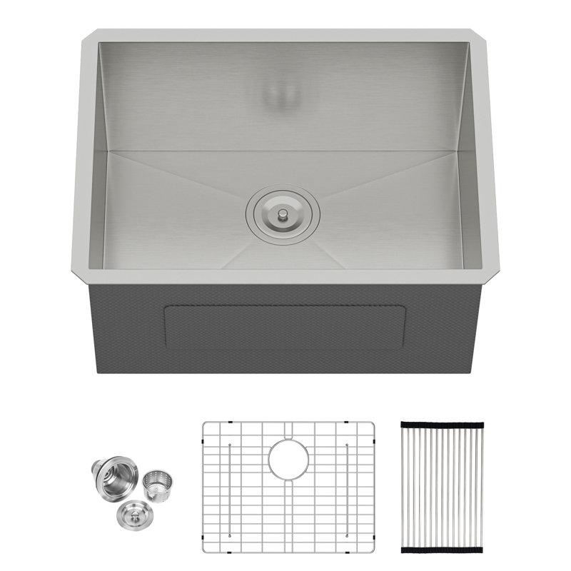 Laundry Sink 24 Inch - 24X18x12 Inch Undermount Laundry Utility Sink Deep Single Bowl 16 Gauge Stainless Steel Laundry Tub Sinks