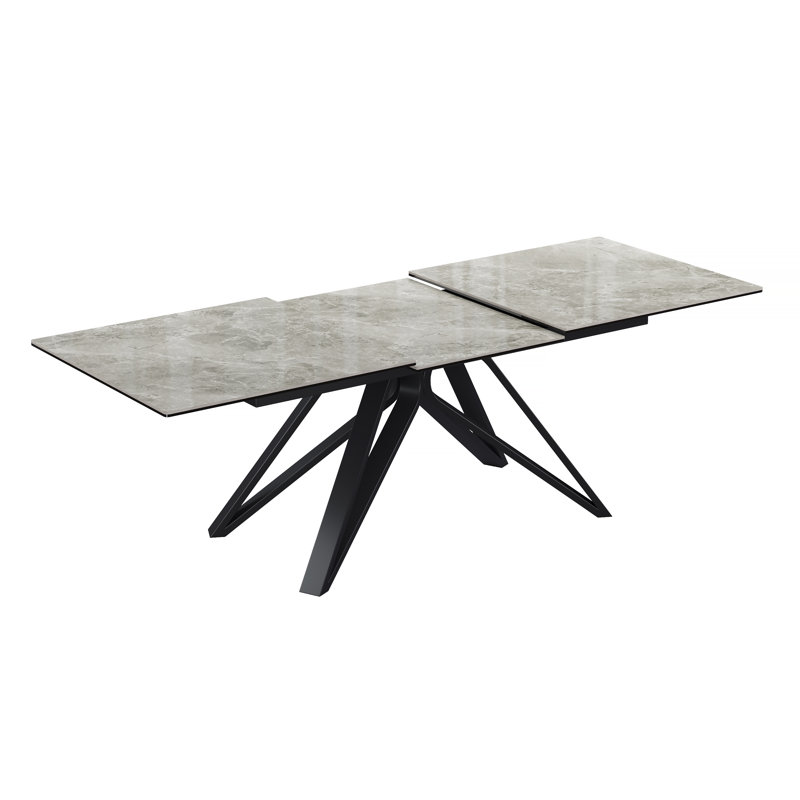 Baudouin 180-240cm Ceramic Extending Dining Table, Light Grey