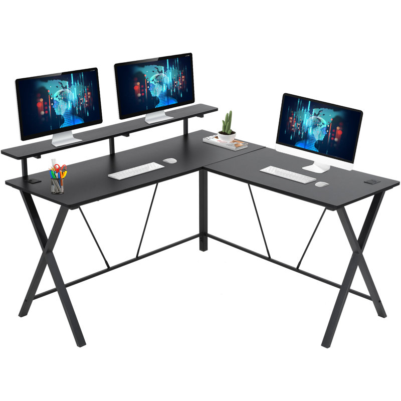 L-Shaped Metal Base Computer Desk