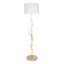 Polished African Inner Horn Floor Lamp w/ Brass & Cream Cow Accents