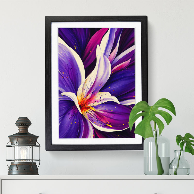 Crestline Iris Flower Paint Splatter Vol.2 1 Piece Wall Art, 34cm H x 25cm W x 2cm D, Walnut