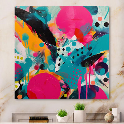 Pink and Turquoise Abstract Enigma I - Abstract Print on Metal