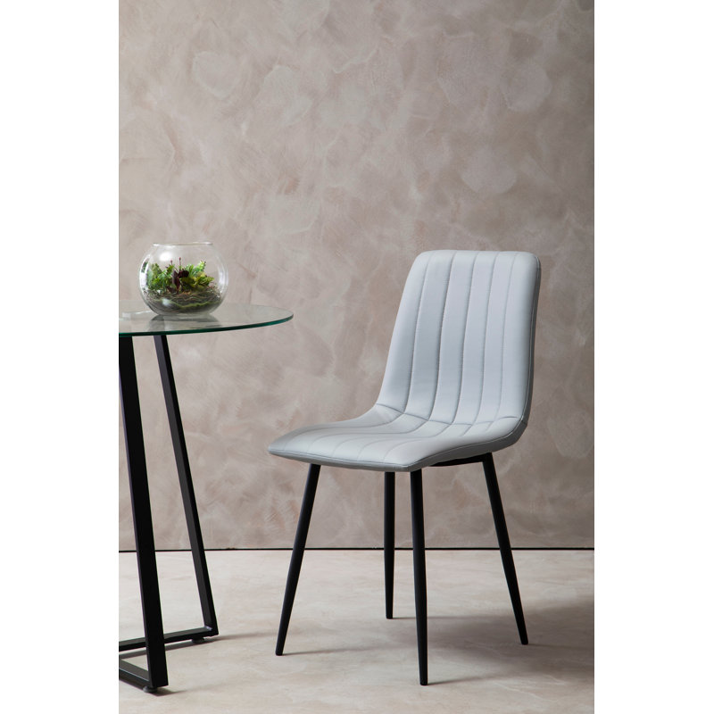 Riya 121.92cm H Polyurethane Upholstered Side Chair, Light Grey