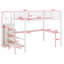 Lit mezzanine avec bureau en L et port USB, garde-robe, tablette et DEL