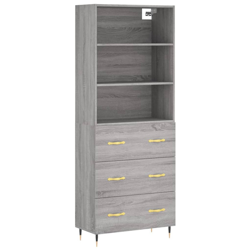 Alson 69.5 Wide 3 Drawer, Grey Sonoma