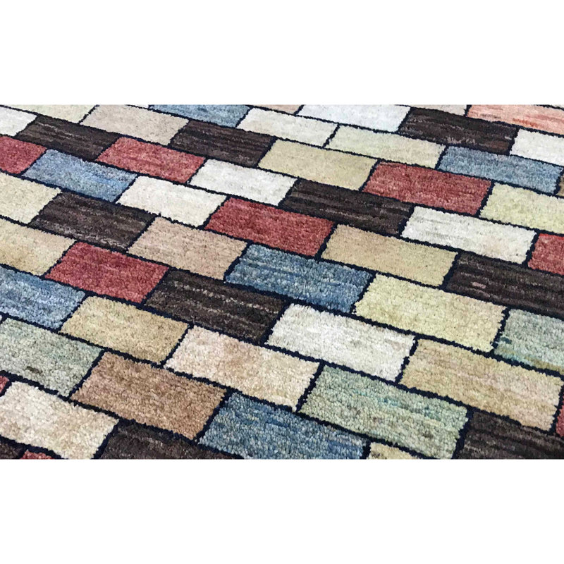 Hand-Knotted High-Quality Beige, Blue, and Rust Area Rug