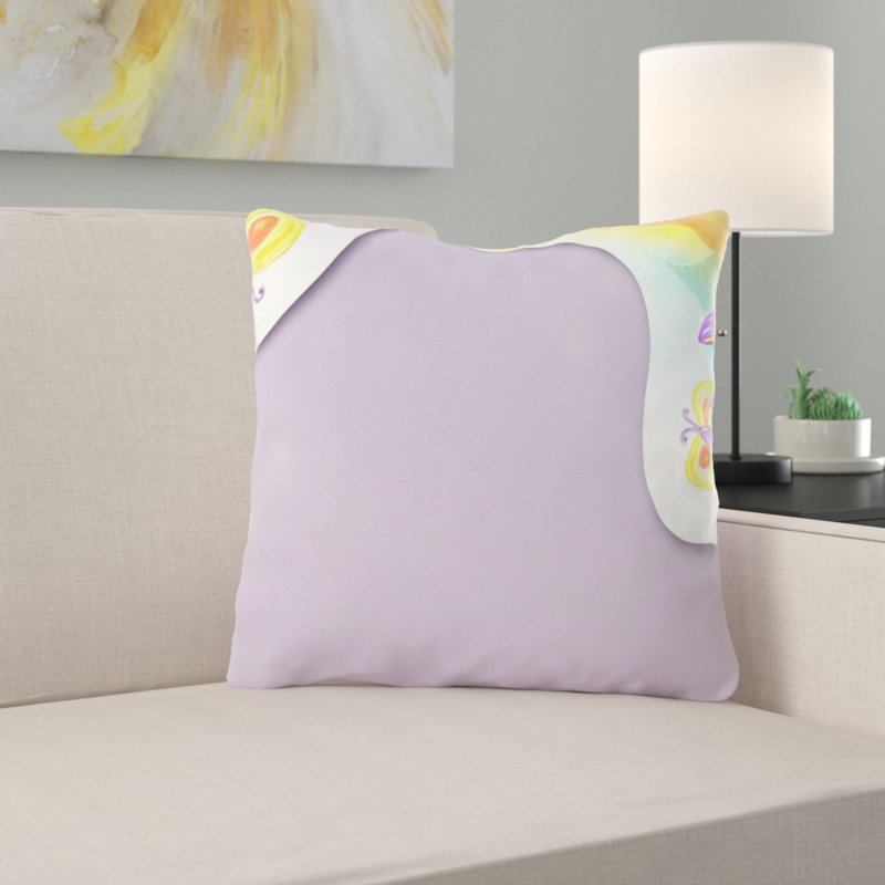Coussin décoratif aquarelle Rochel, Microsuède, Intérieur