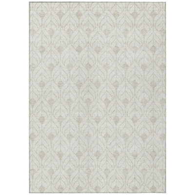 HomeRoots 10' X 14' Ivory And Beige Geometric Washable Indoor Outdoor Area Rug