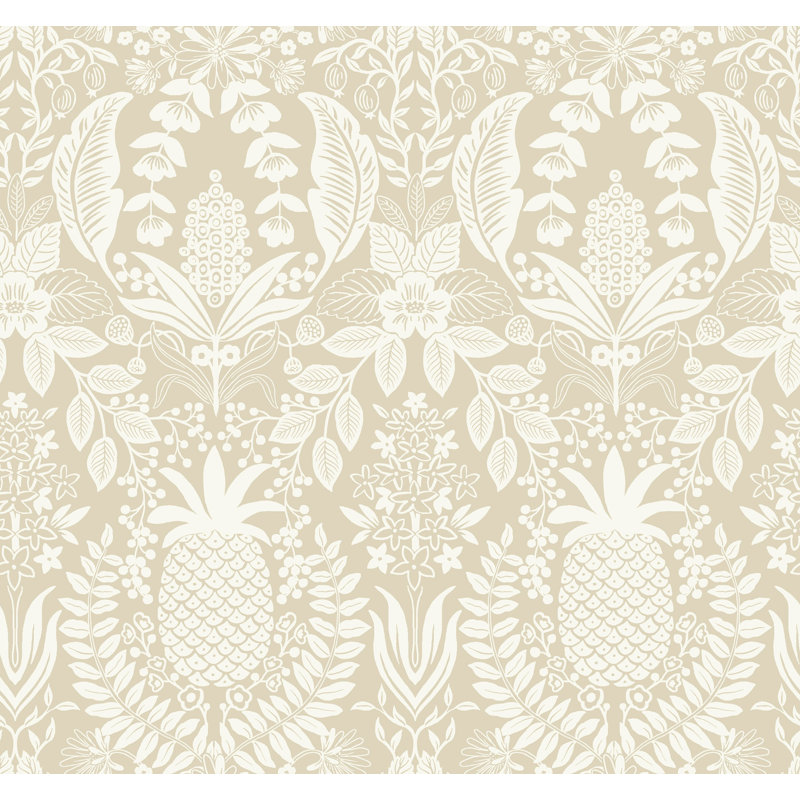 Papier peint ananas damassé, Lin