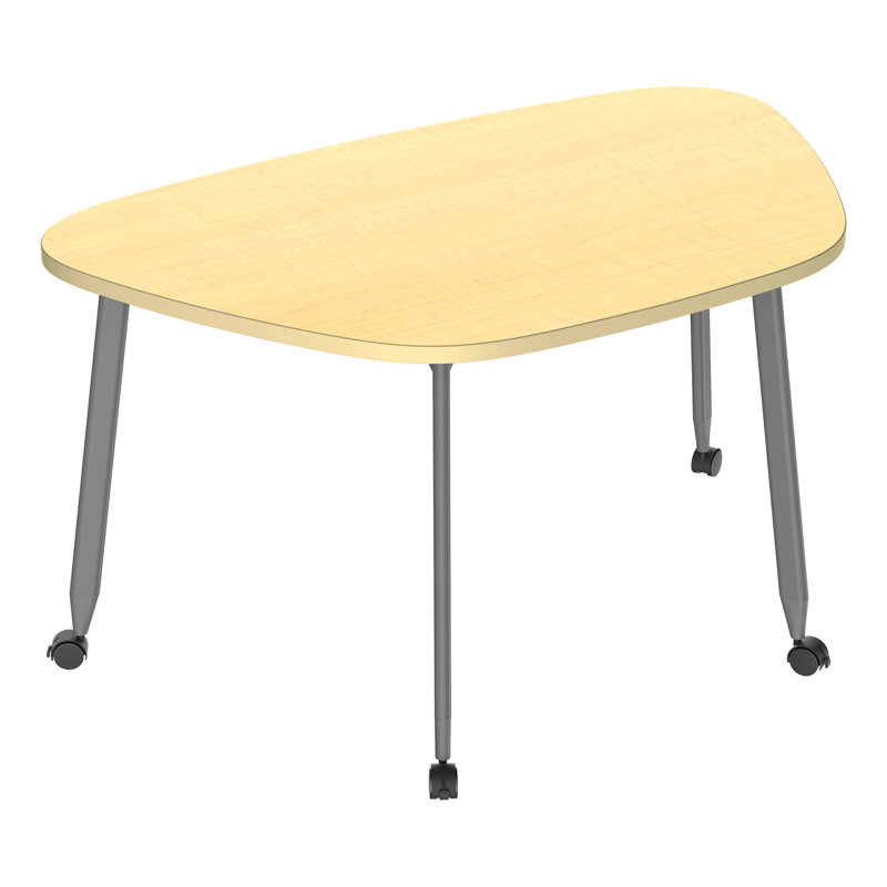 Mobile Rounded Trapezoid Table – Versatile Interactive Teamwork, Tan