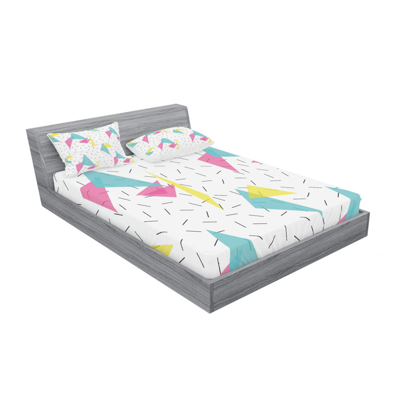 Microfiber Geometric Sheet Set, Full/Double Sheet Set with Fitted Sheet