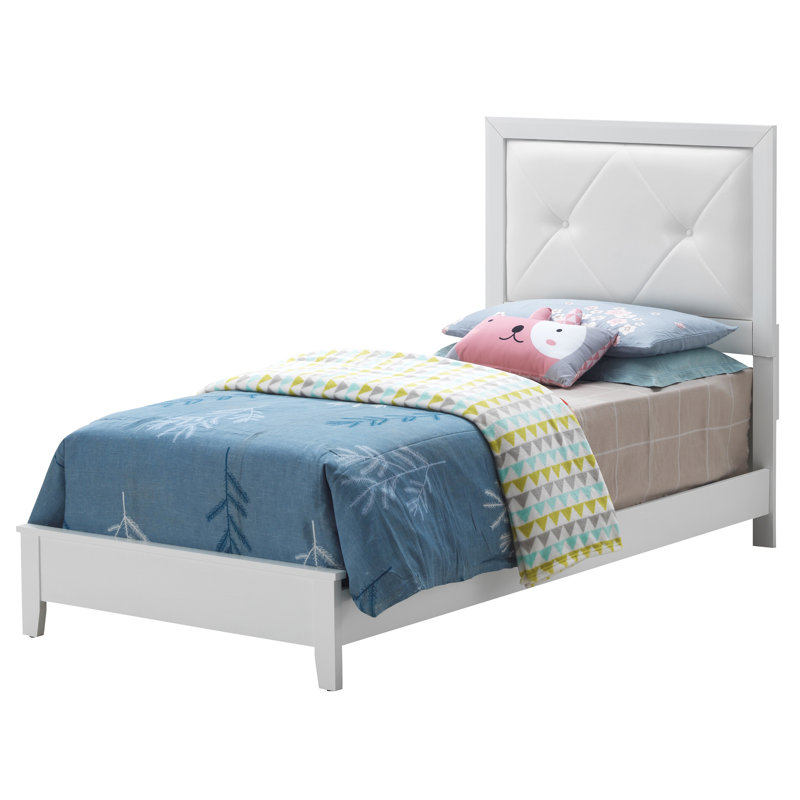 Chataignier Vegan Leather Standard Bed, Twin, White