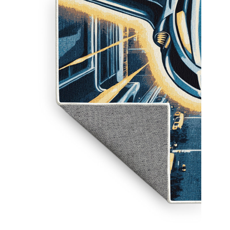 Tapis beige lavable à la machine, Carré 5 pi
