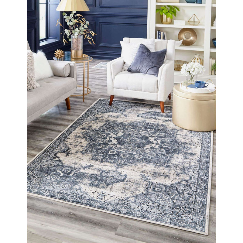 Tapis transitionnel de couleur ivoire Parrado, Rectangle 5 pi x 8 pi