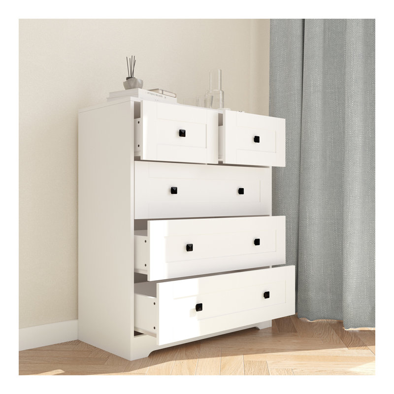 Commode 5 tiroirs avec porte de ferme blanche