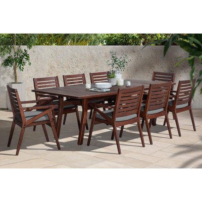 Minhaj Rectangular 8 - Person 90" Long Dining Set With Sunbrella Cushion Covers