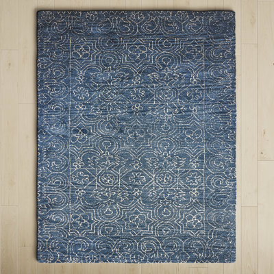 Evers Handmade Tufted Wool Denim Blue/Ivory Area Rug
